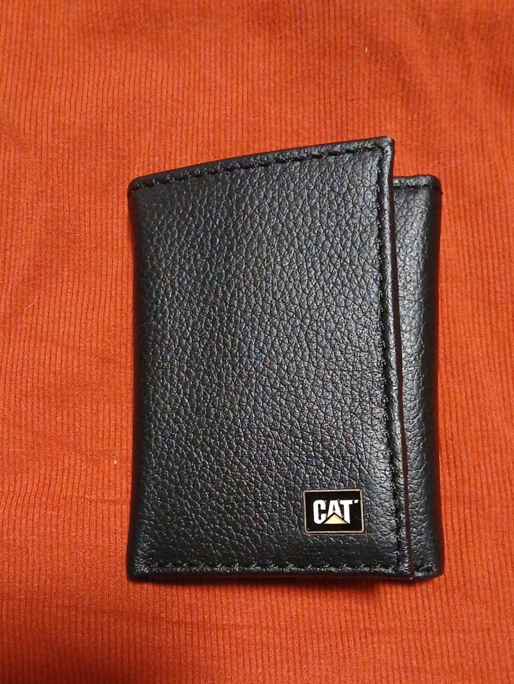 CAT RFID Black Trifold Leather Card Holder